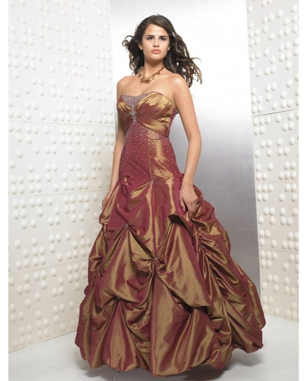 Exquisite Floor Length Ball Gown Strapless Dark Champagne Quinceanera Dresses With Sequins