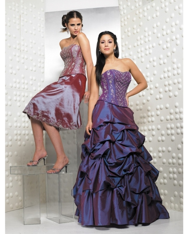 Dark Purple Ball Gown Strapless Full Length Quinceanera Dresses With Embroidery And Ruffles 