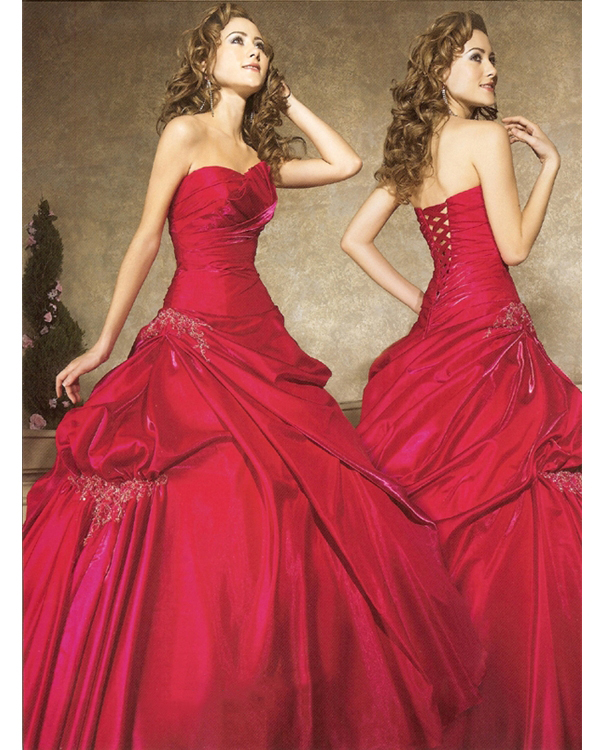 Sweetheart Strapless Full Length Ball Gown Dark Red Quinceanera Dresses With Embroidery