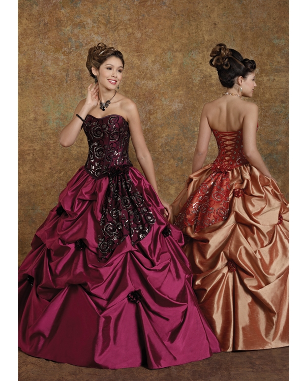 Mulberry Ball Gown Sweetheart Neckline Lace Up Floor Length Taffeta Quinceanera Dresses With Lace