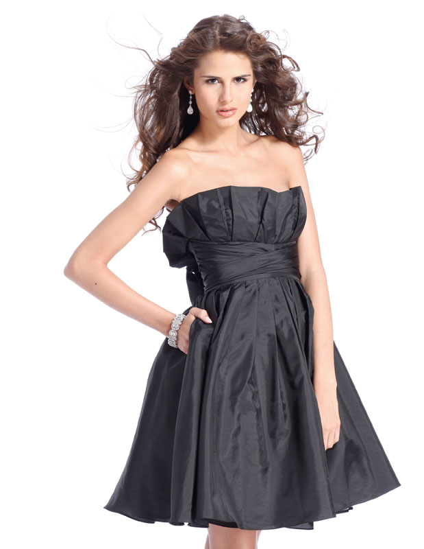 Crumb Catcher Black Knee Length A Line Prom Dresses With Sash 
