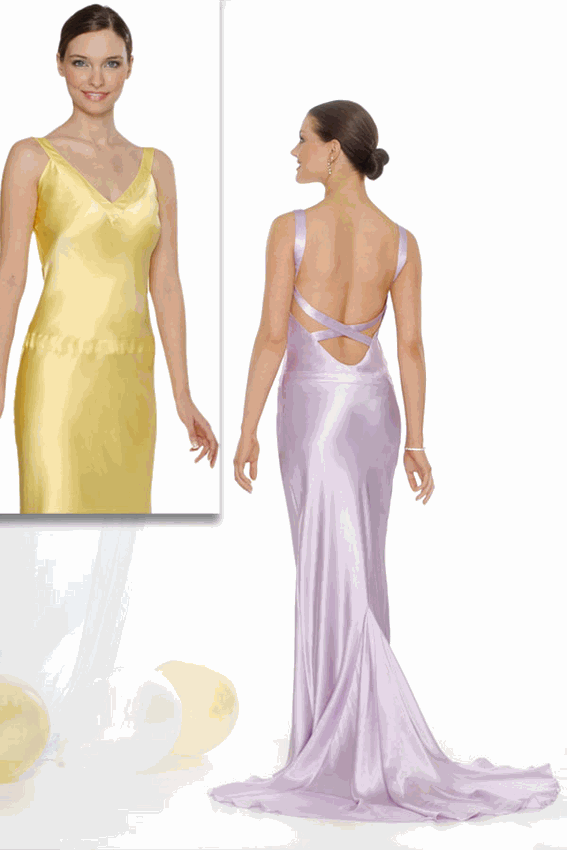 Simple V Neck Open Back Sweep Train Mermaid Floor Length Lavender Prom Dresses