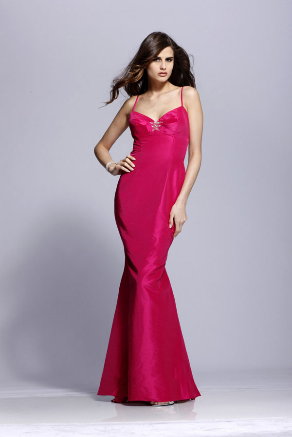 Fuchsia Spagetti Straps Open Back Floor Length Mermaid Satin Prom Dresses With Sequins