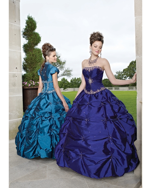 Purple Ball Gown Strapless Floor Length Taffeta Quinceanera Dresses With Beadings And Drapes