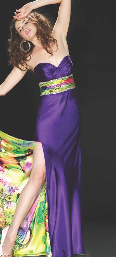 Purple Strapless Sweetheart Floor Length Floor Length Sheath Prom Dresses With Side Slit