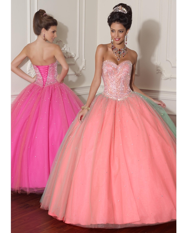 Plum Strapless Sweetheart Ball Gown Full Length Tulle Quinceanera Dresses With Sequins