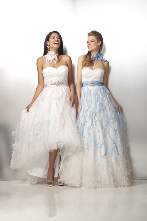 Romantic Strapless Sweetheart Empire Floor Length A Line Tulle Prom Dresses With Sash