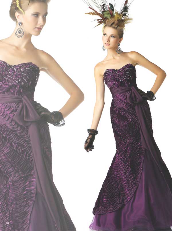 Grape Strapless Sweetheart Floor Length Mermaid Tulle Prom Dresses With Sequins 