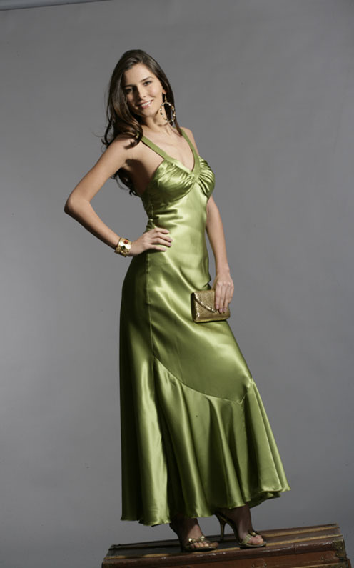 Olive V Neck Open Back Ankle Length Ruched Column Prom Dresses