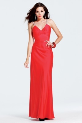 Spaghetti Strap Open Back Red Full Length Column Sexy Dresses With Sequins