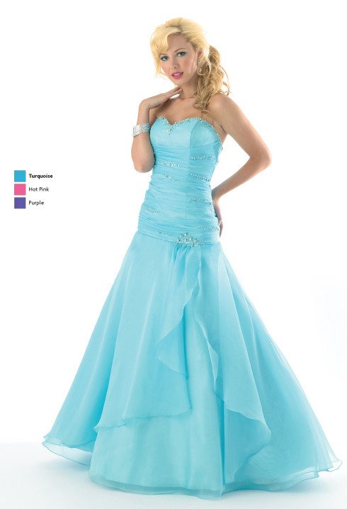 Aqua Mermaid Strapless Sweetheart Lace Up Full Length Chiffon Prom Dresses With Beading And Ruffles 