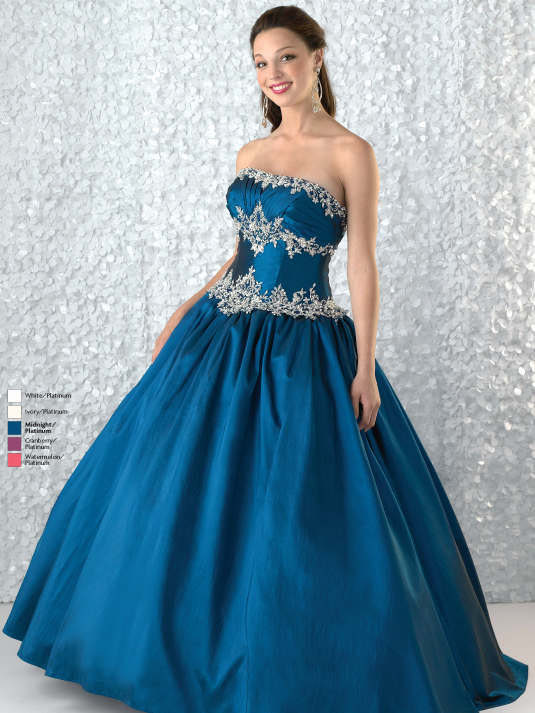 Royal Blue Ball Gown Strapless Bandage Full Length Quinceanera Dresses With Beading Appliques And Drapes