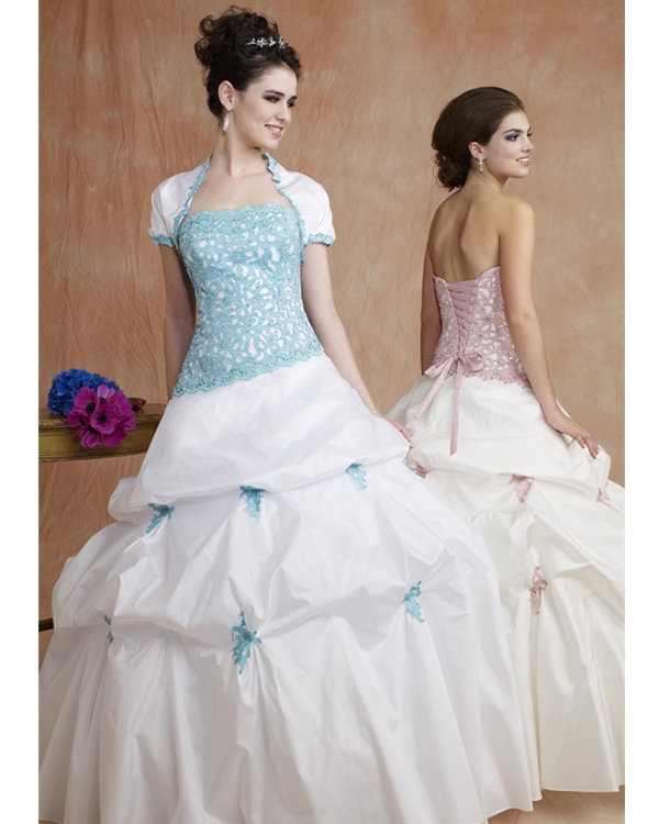 Blue And White Ball Gown Strapless Lace Up Full Length Quinceanera Dresses With Lace And Twist Draped 