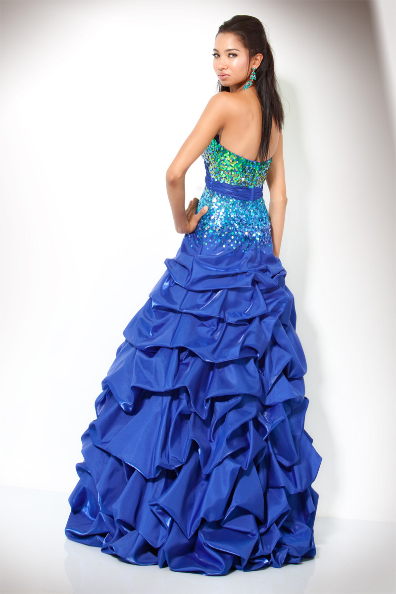  Blue  Ball  Gown Sweetheart Full Length Zipper Prom Dresses  