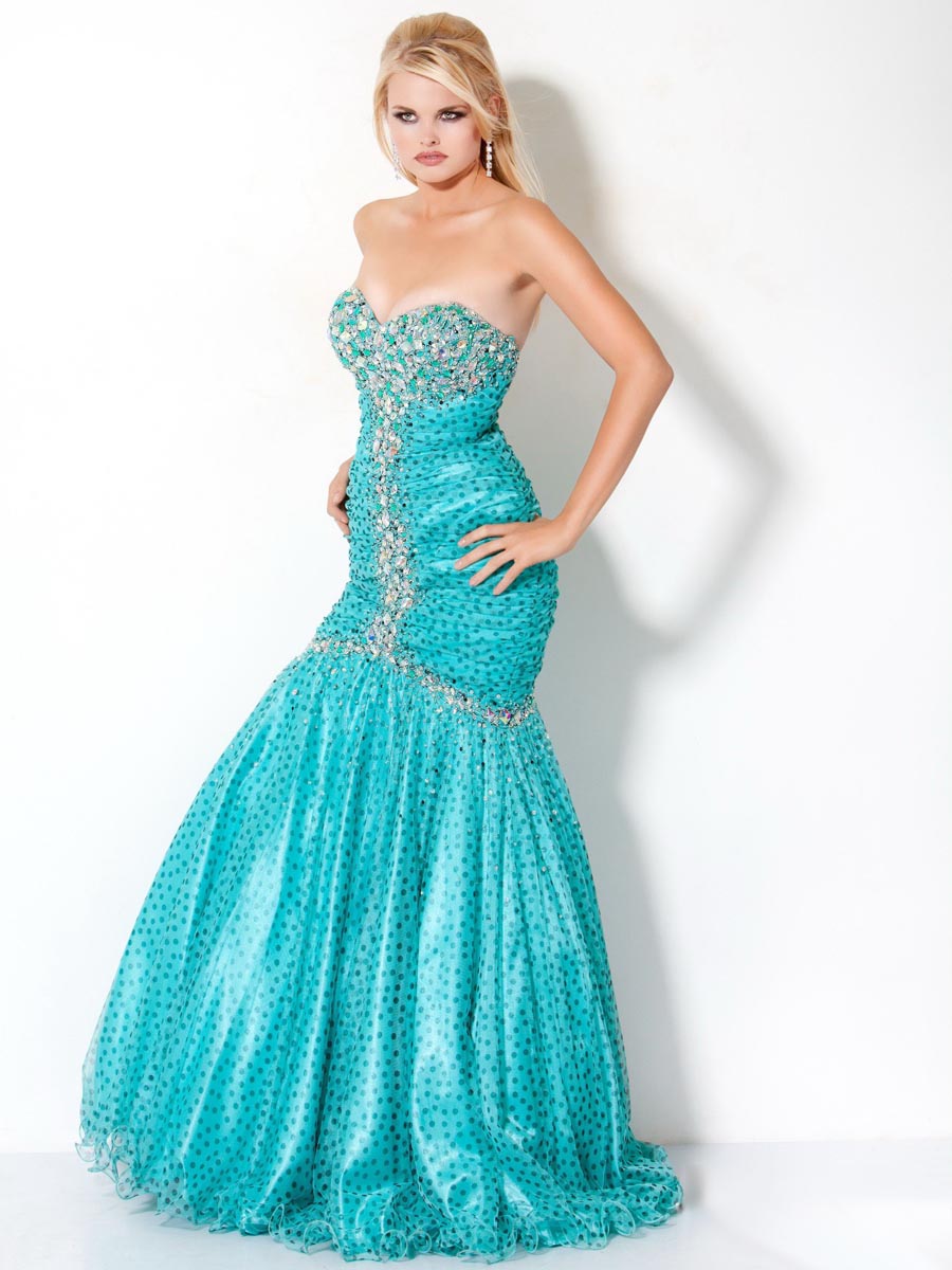 Turquoise Mermaid Sweetheart Full Length Zipper Sequined Prom Dresses With Beading And Crystals