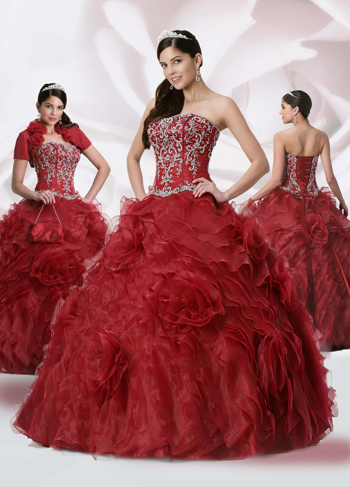 Burgundy Ball Gown Strapless Sweetheart Lace Up Floor Length Embroidered And Ruffled Quinceanera Dresses