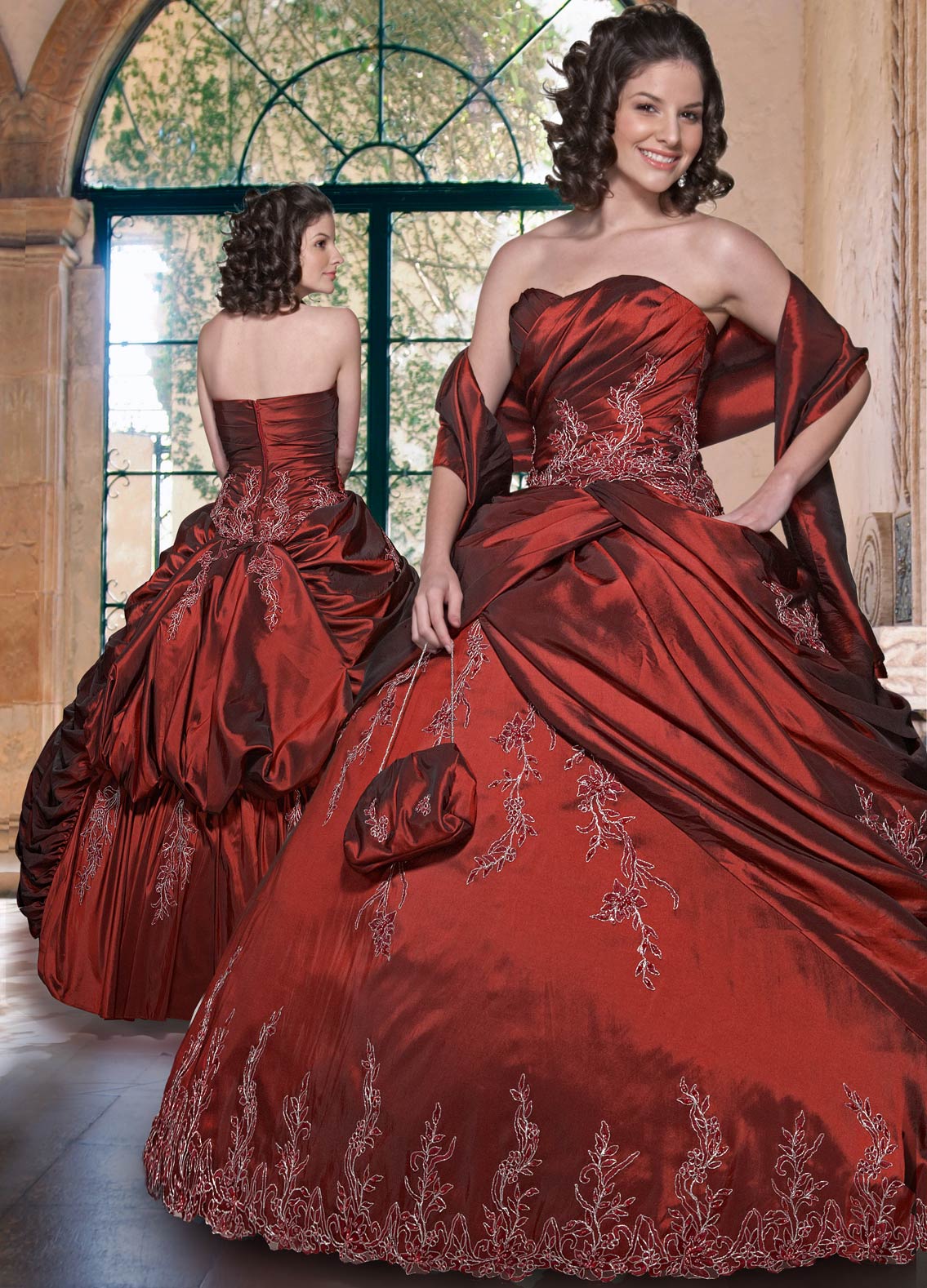 Burgundy Ball Gown Strapless Sweetheart Zipper Floor Length Quinceanera Dresses With Beading Embroidery And Ruffles 