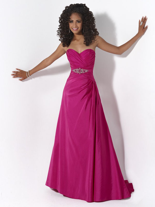 Fuchsia A Line Sweetheart And Strapless Lace Up Beading Ruffles Full Length Prom Dresses 