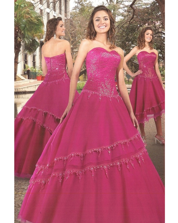 Fuchsia Ball Gown Strapless Sweetheart Zipper Full Length Beading Embroidered Quinceanera Dresses