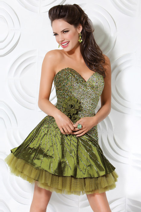 Olive A Line Strapless Sweetheart Lace Up Short Mini Cocktail Dresses With Sequins And Flowers 