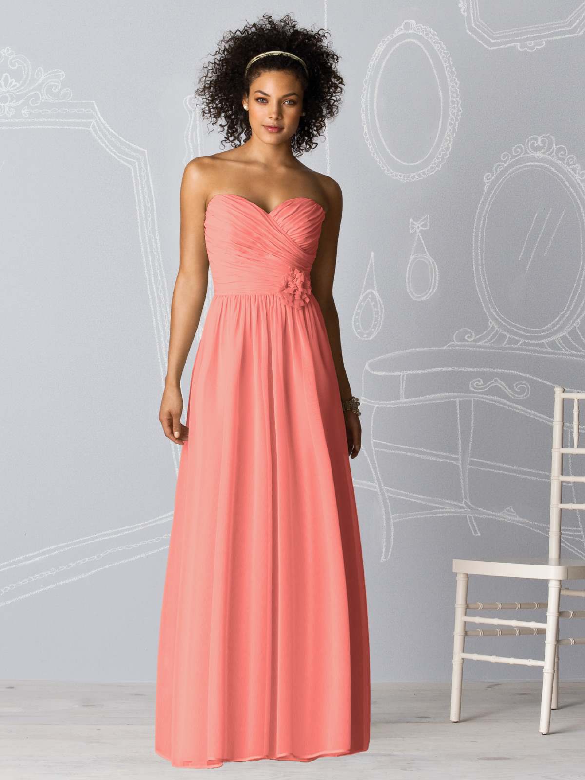 Apricot Column Strapless Sweetheart Zipper Floor Length Prom Dresses With Twist Drapes And Flowers 