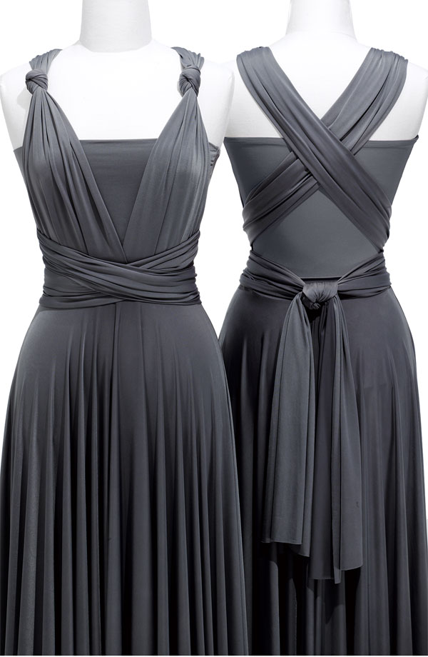 Pewter A Line Deep V Neck And Strap Cross Back Chiffon Knee Length Prom Dresses