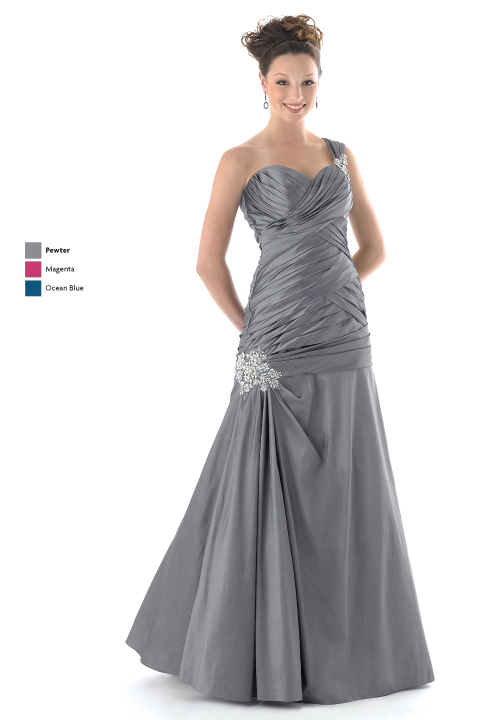 Pewter Mermaid One Shoulder Sweetheart Lace Up Floor Length Satin Prom Dresses With Sequins And Drapes