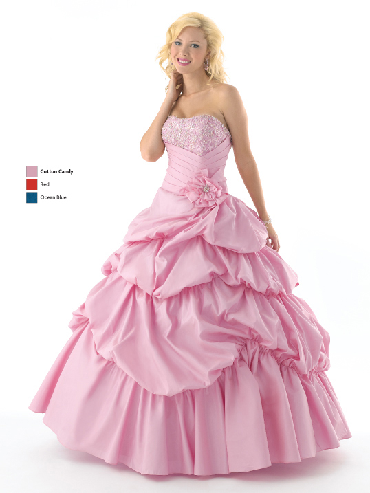 Cotton Candy A Line Strapless Sweetheart Lace Up Beading Draes Floor Length Prom Dresses