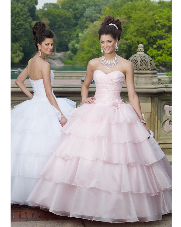Pearl Pink Ball Gown Strapless Sweetheart Zipper Full Length Quinceanera Dresses With Sequins And Ruffles 