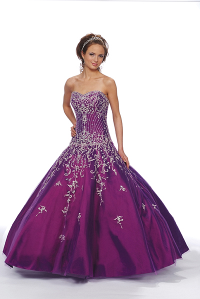 Purple Ball Gown Strapless Sweetheart Full Length Quinceanera Dresses With Sequins And Beading 