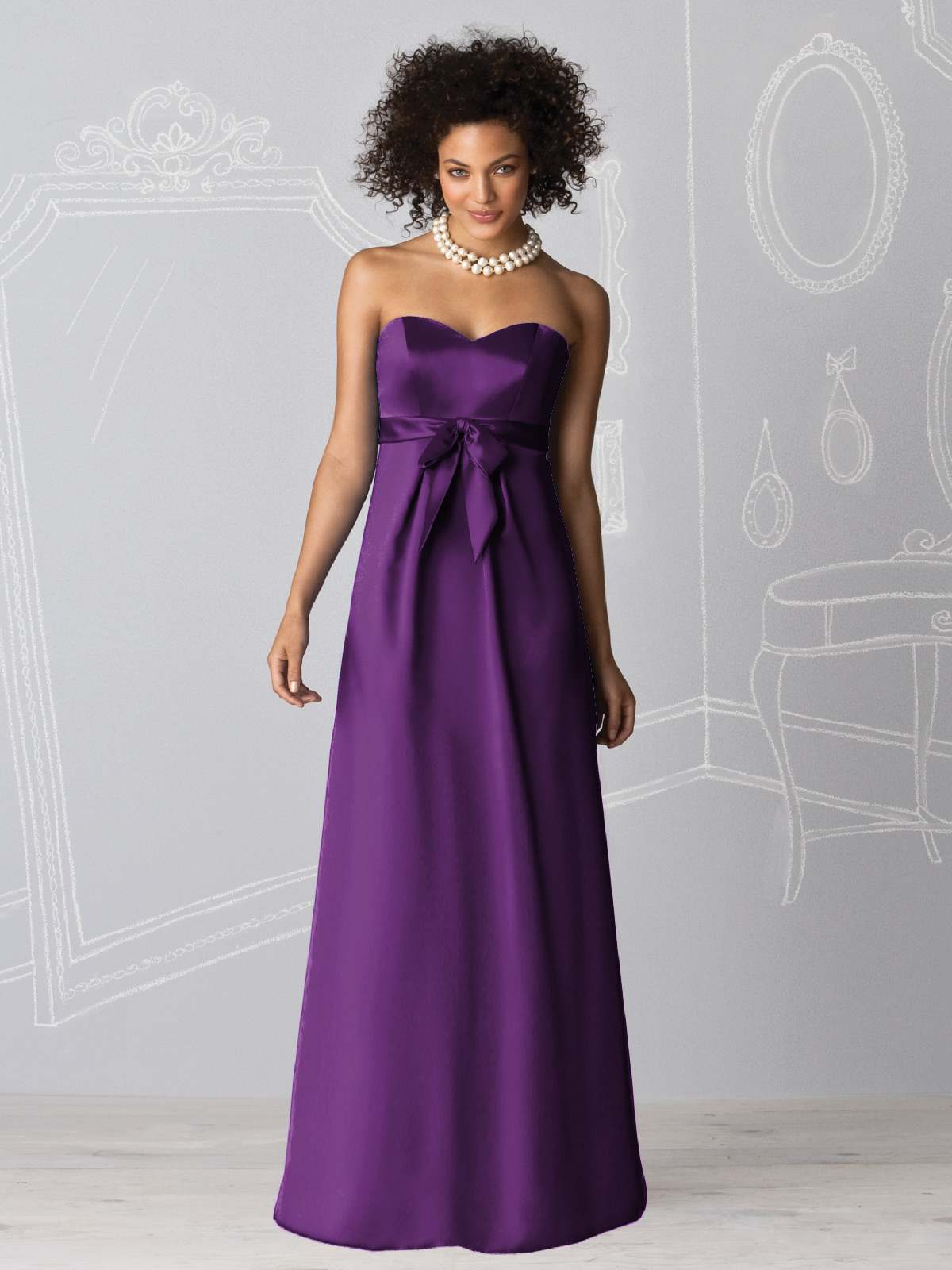 Purple Empire Sweetheart And Strapless Zipper Floor Length Satin Prom Dresses With Sash 