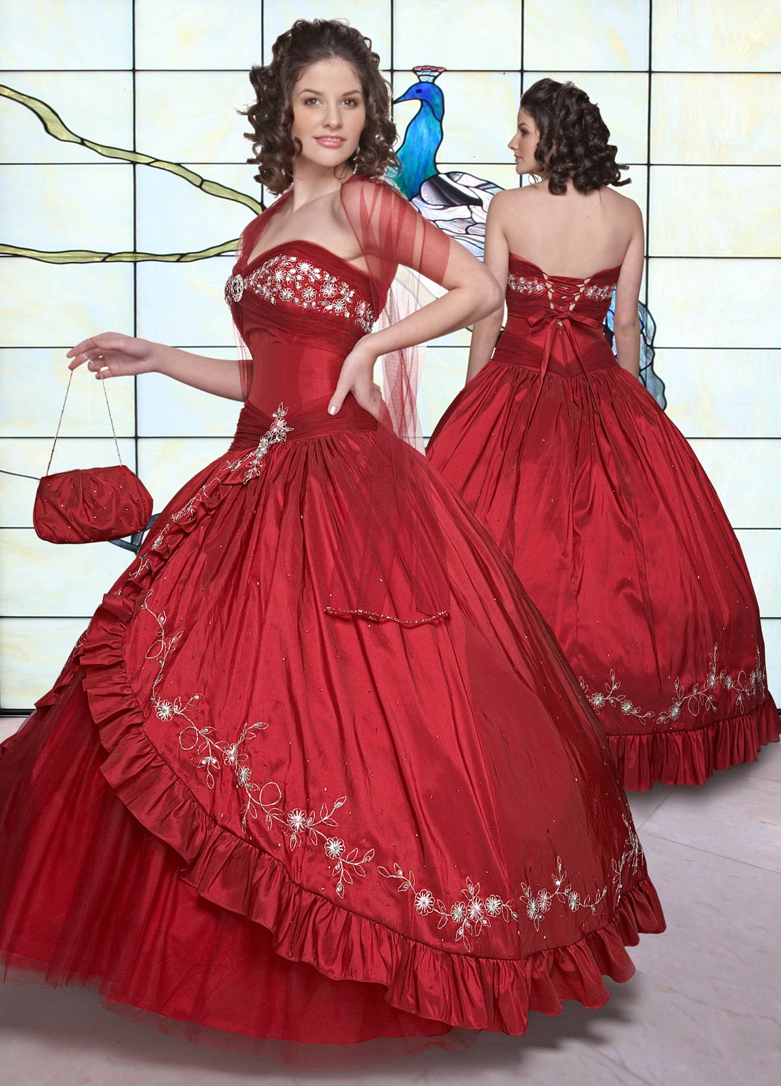 Sweetheart And Strapless Lace Up Floor Length Red Ball Gown Embroidered And Pleated Quinceanera Dresses