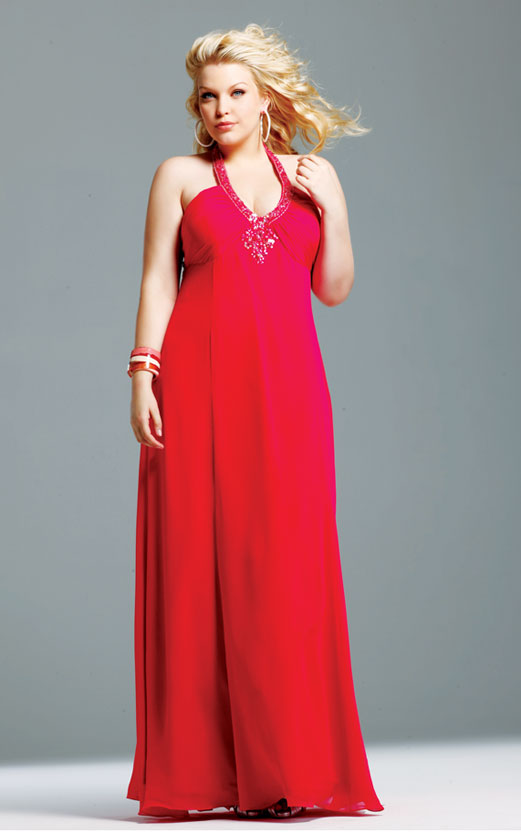 Red Empire Halter Zipper Floor Length Chiffon Evening Dresses With Sequins