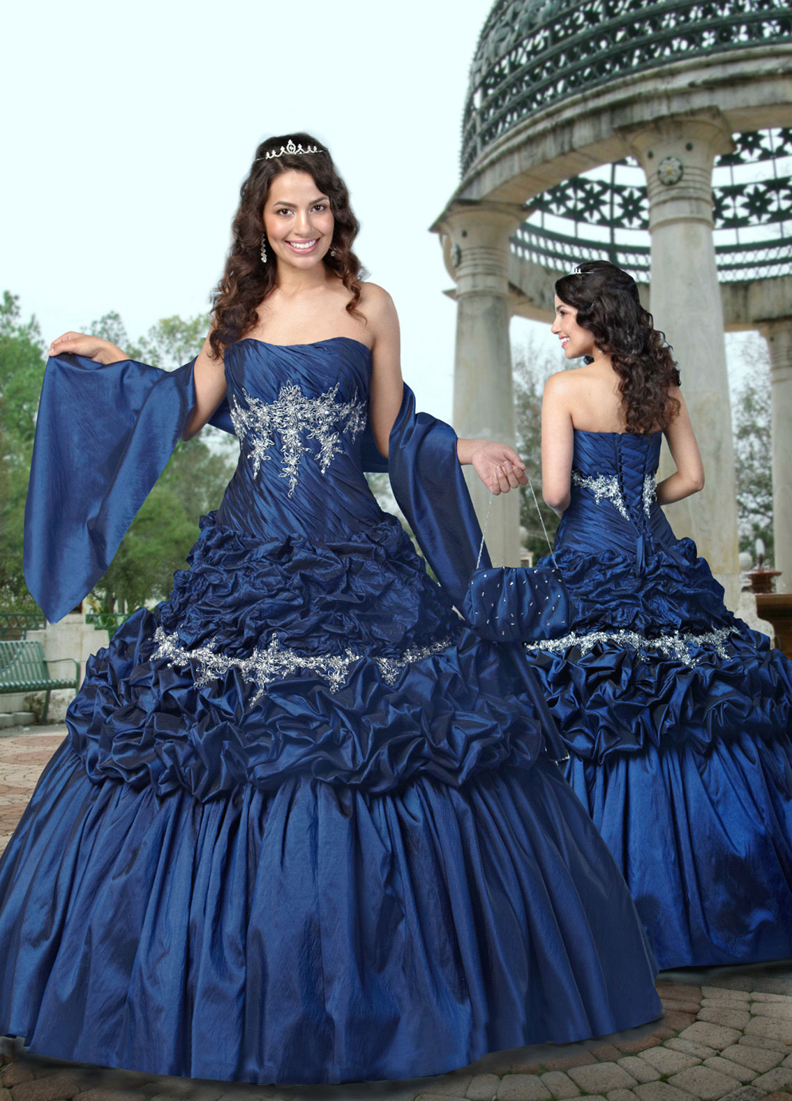 Royal Blue Strapless Lace Up Full Length Ball Gown Quinceanera Dresses With Appliques And Ruffles 