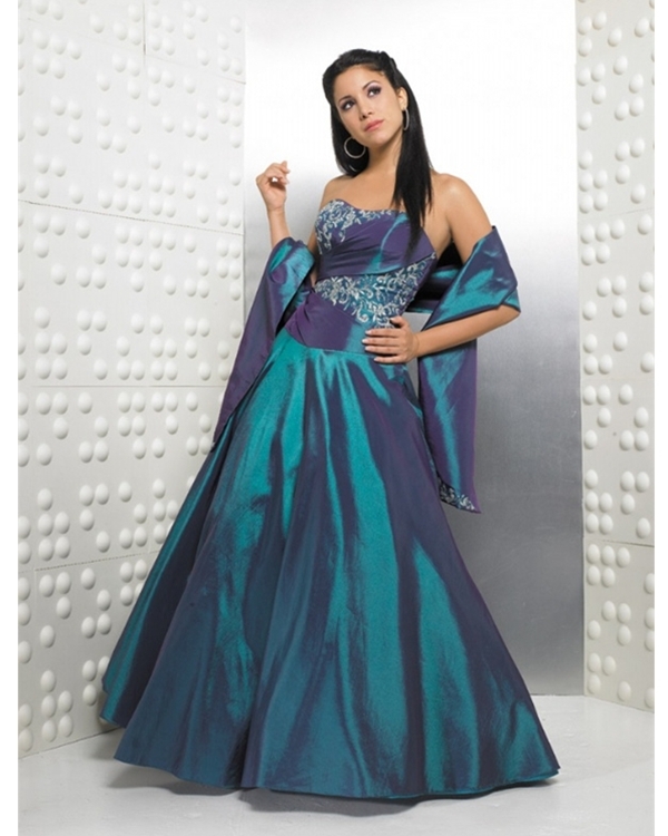 Teal Ball Gown Strapless Low Back Lace Up Floor Length Embroidered Quinceanera Dresses