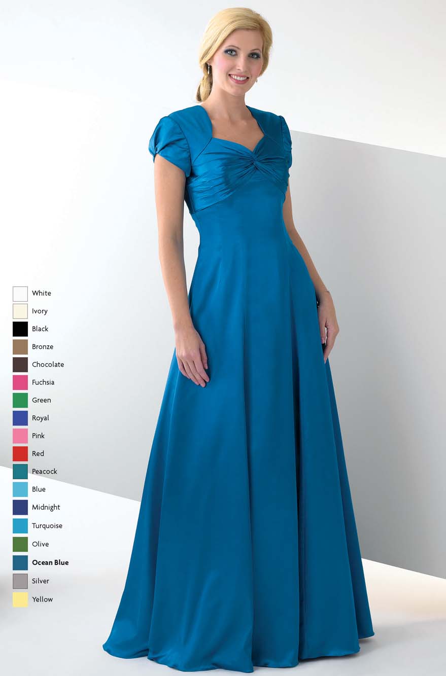 Blue A Line Sweetheart Short Sleeve Floor Length Mother Of Bride Dresses With Drapes