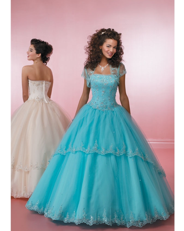 Elite Turquoise Ball Gown Strapless Zipper Full Length Beading Embroidered Quinceanera Dresses