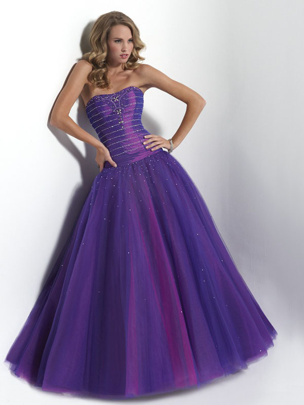 Violet A Line Strapless Lace Up Floor Length Sequin Organza Prom Dresses