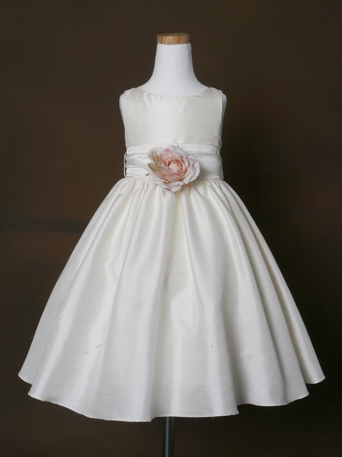Ivory Bateau Zipper Ankle Length A Line Flower Girl Dresses With Flower And Bowknot