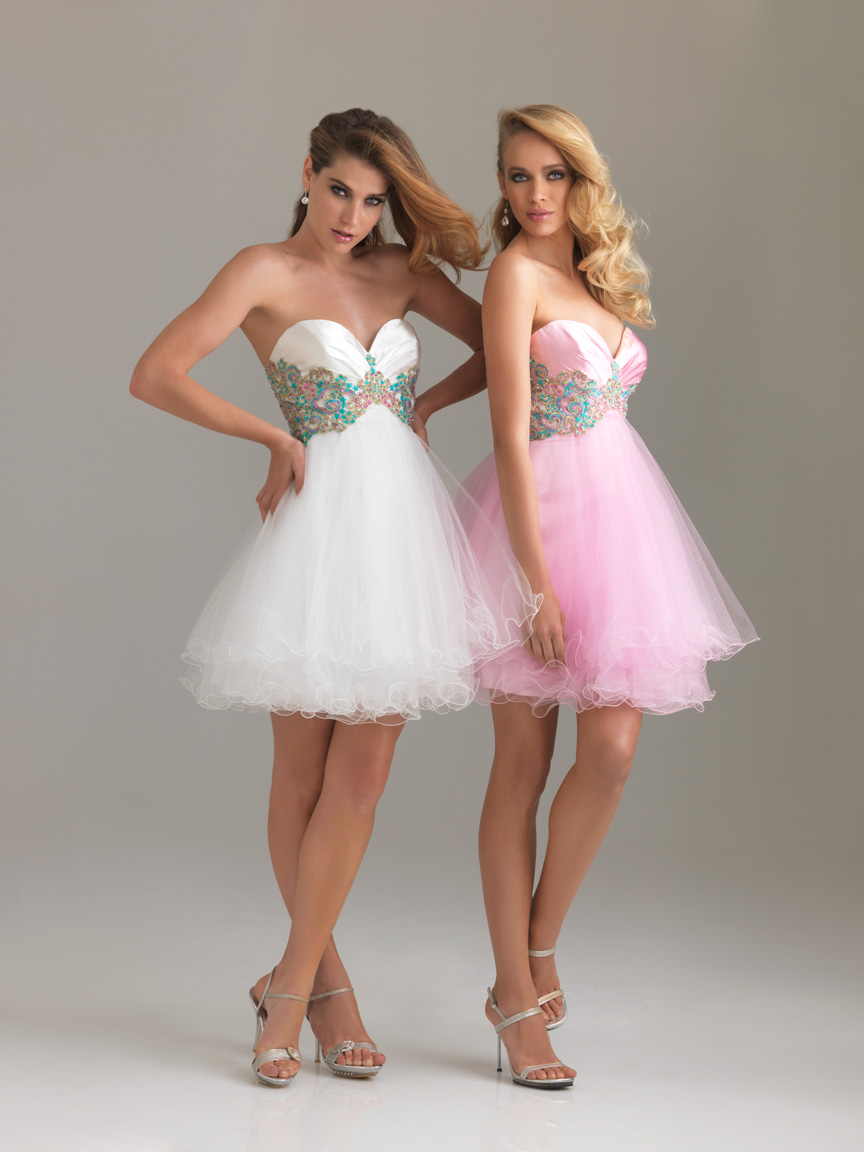 Strapless Sweetheart Mini Length Lace Up Empire Cocktail Dresses With Colorful Sequins