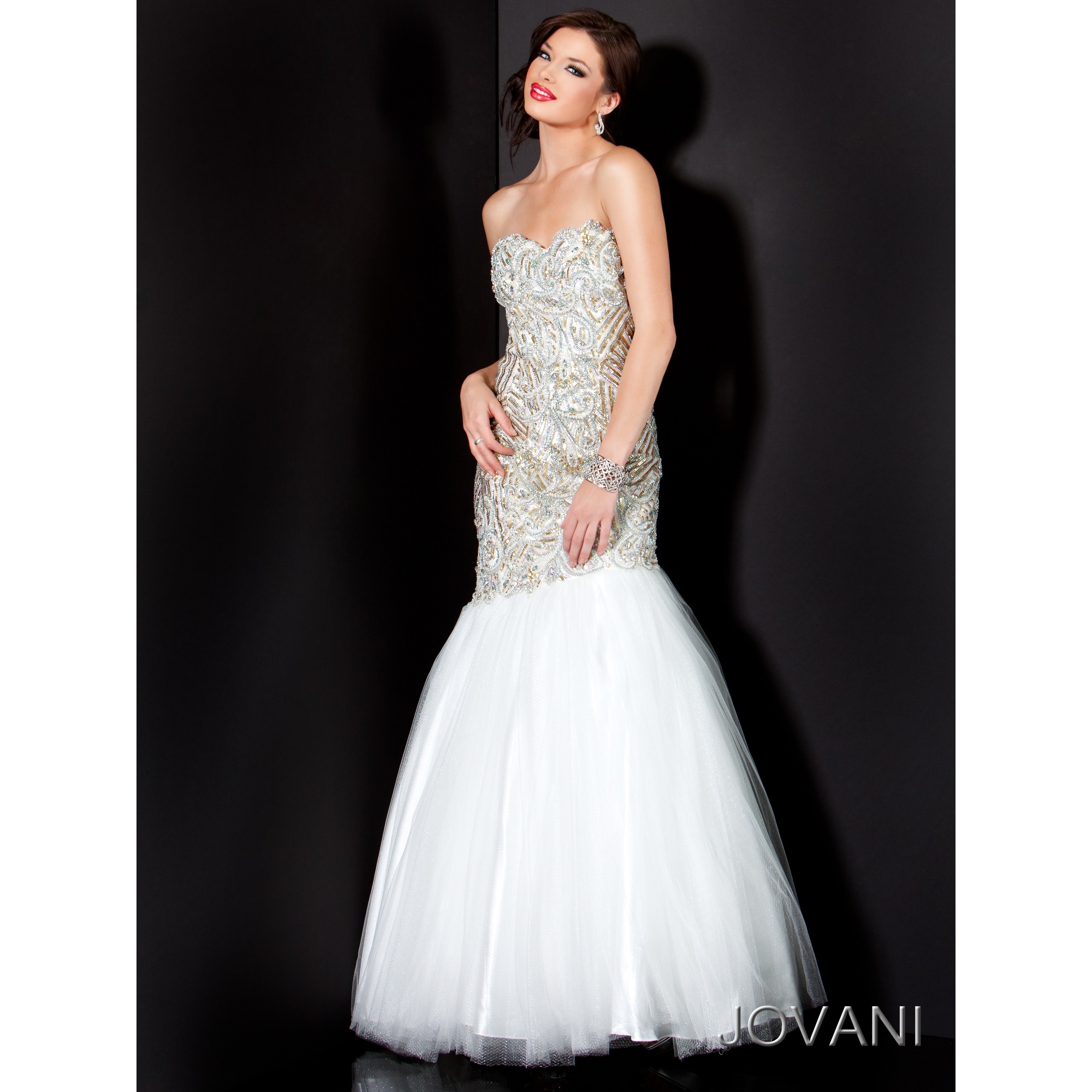 White Mermaid Sweetheart Full Length Zipper Beading Embroidered Tulle Prom Dresses