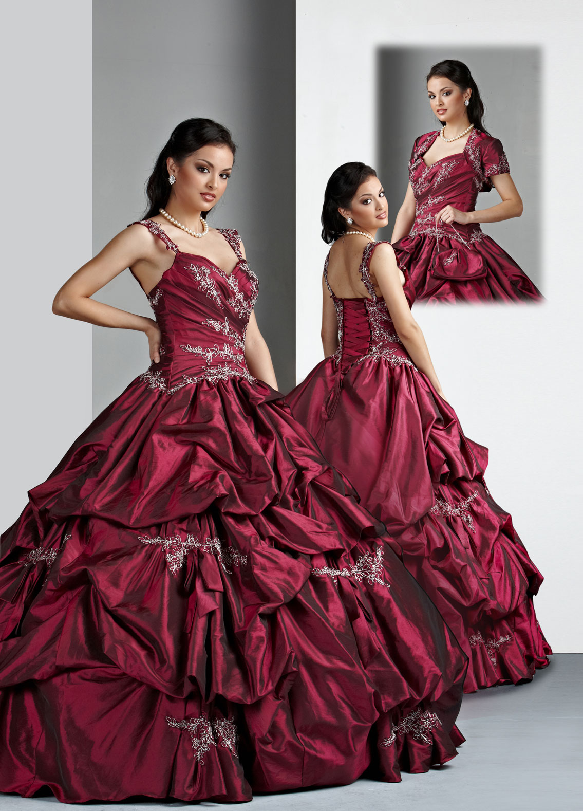 Strap And Sweetheart Lace Up Floor Length Burgundy Ball Gown Quinceanera Dresses With Embroidery And Ruffles 