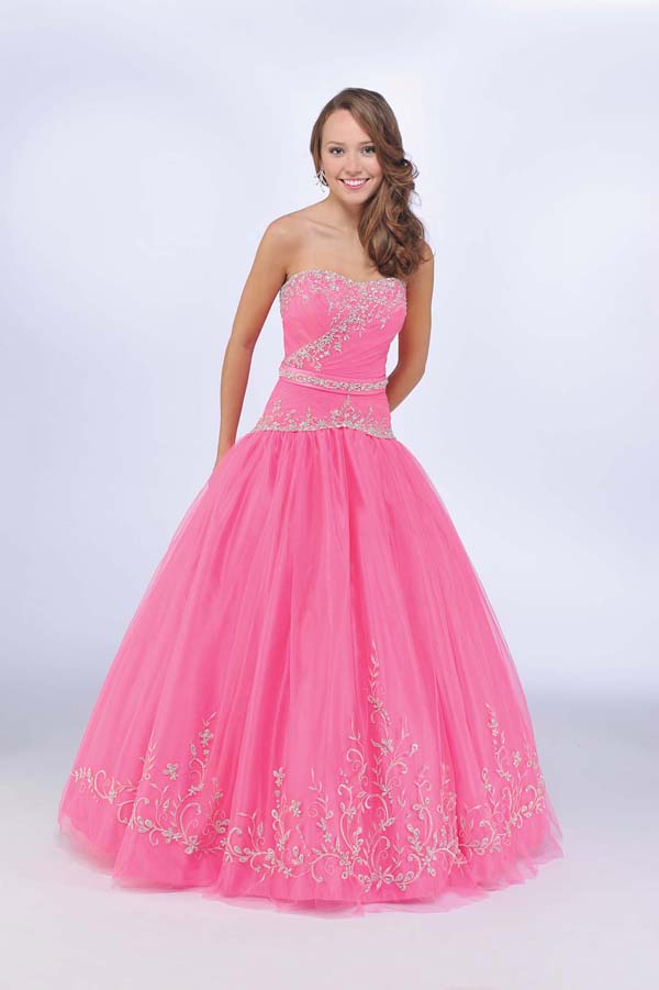 Pink A Line Strapless Sweetheart Zipper Full Length Quinceanera Dresses With Beading Embroidery And Bowknot