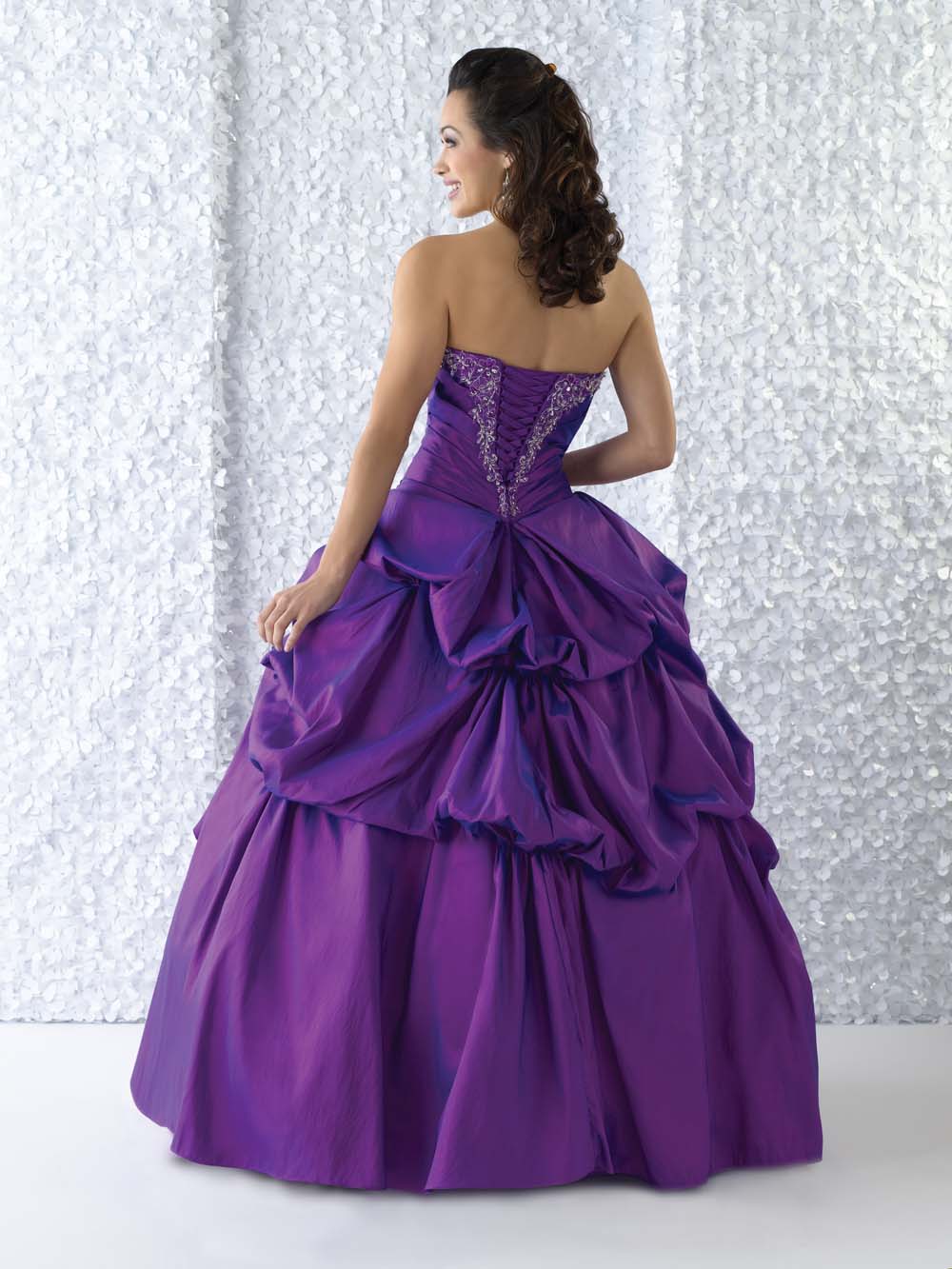 Purple Ball Gown Strapless Full Length Quinceanera Dresses With Beading ...
