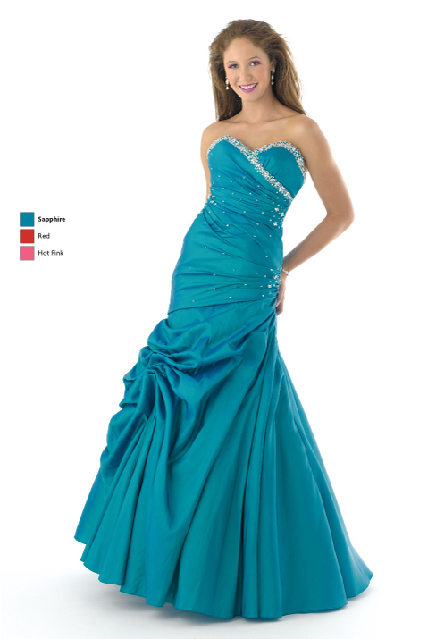 Turquoise Mermaid Strapless Sweetheart Full Length Satin Prom Dresses With Sequins And Twist Drapes 